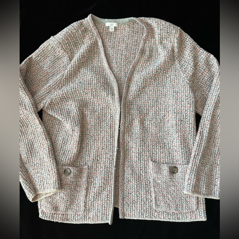 J. Jill tweed like knit cardigan. Size large.